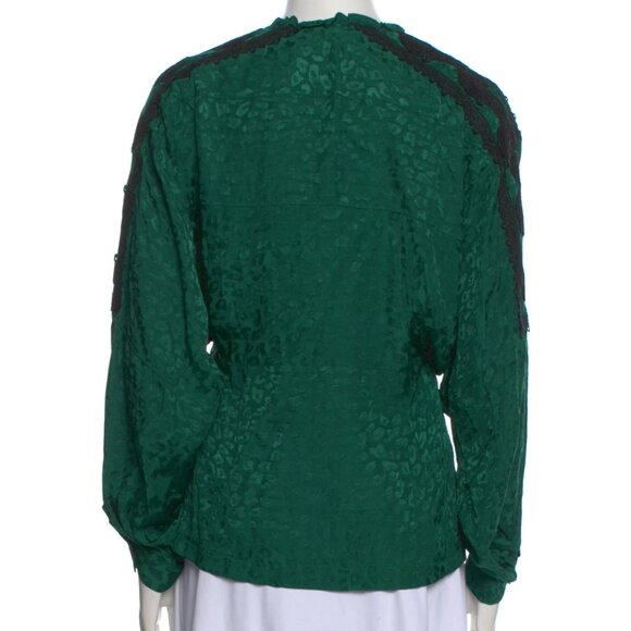 Koché Collective Long Sleeve Peplum Half Zip Ruffled Python Print - Picture 7 of 7